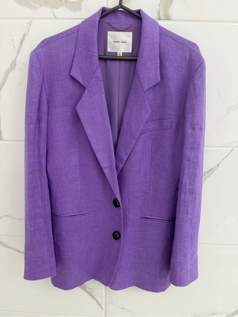 Ronny Kobo Collection Oversized Vibrant Purple Tailored Blazer oversized